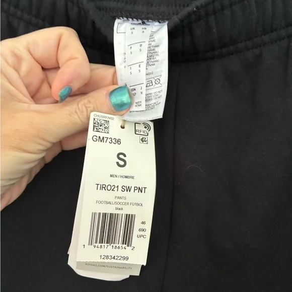 Adidas Black and White Sweatpants with Tapered Legs - Picture 3 of 4